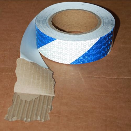 Blue and White Reflective Tape Outdoor Waterproof 1 inch X 66 feet