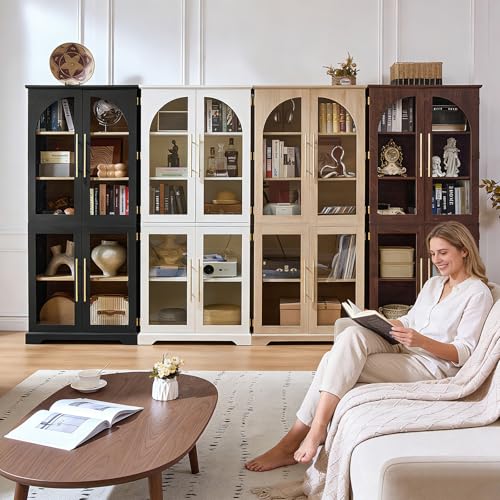 72" Tall Bookshelf with 4 Glass Doors (2 Count)