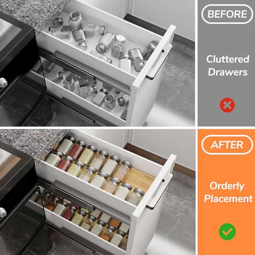 Bamboo Spice Drawer Organizer with Non (4 Count)