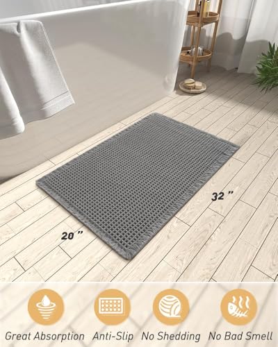 Upgraded Waffle Bath Mat Ultra Absorbent Non Slip Bathroom Mat