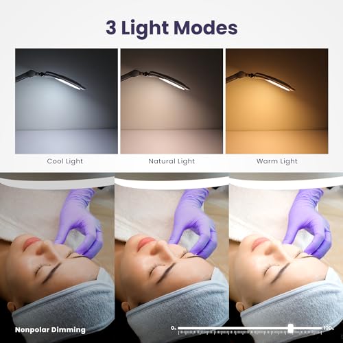 1,000 Lumens | LED Magnifying Lamp with Clamp | Dimmable | 3X Magnification | 3000K–6500K Light | Includes Microfiber Cloth | Light for Reading, Sewing & Crafts (White-4, 8-Diopter)