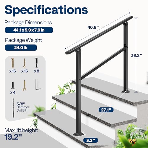 3 Step Hand Rails for Outdoor Steps (2 Count)