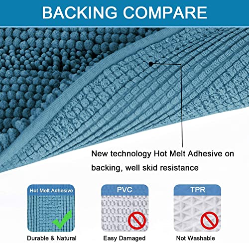 Bathroom Rugs Bath Rugs for Bathroom Non Slip Bath Mats Extra Thick Chenille Striped Rug 17" x 24" Absorbent Soft Shaggy Washable Dry Fast Bath Mats for Bath Room Floor