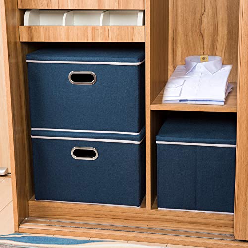 Large Collapsible Storage Bins with Lids [3 (3 Count)