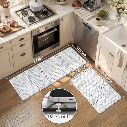 Kitchen Mats 2PC Cushioned Anti Fatigue Boho Kitchen Rugs Home Decor (2 Count)