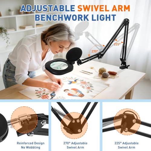 30X 15X Long Magnifying Glass with Light and Clamp (40 Count)