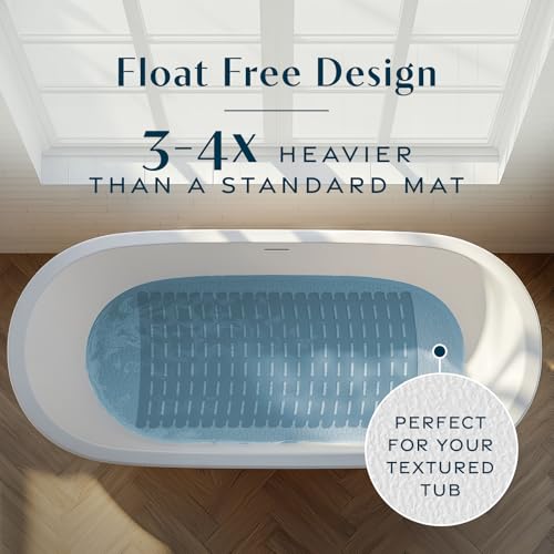 31"x15" Weighted Non Slip Bath Mat for Textured Tubs