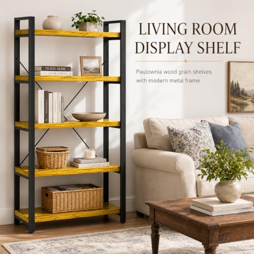 Real Solid Wood Rustic Vintage Industrial Etagere Bookshelf