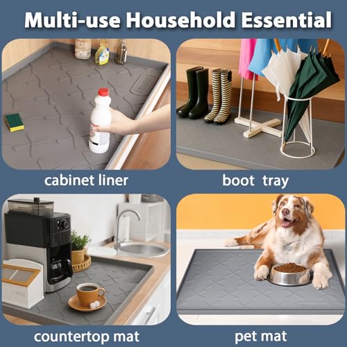 Waterproof Under Sink Mat 37" x 22" Silicone Mat Cabinet Protector
