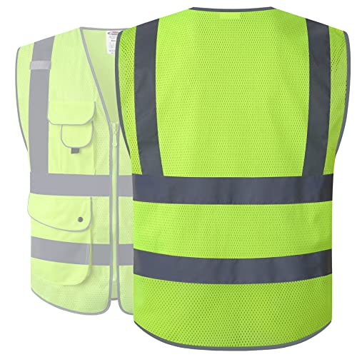 Safety Vest for Men Women Reflective Hi Vis JK159 Yellow 3XL