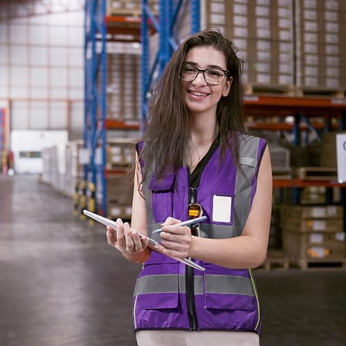 Big and Tall Safety Vest for Women Purple 4XL 5XL