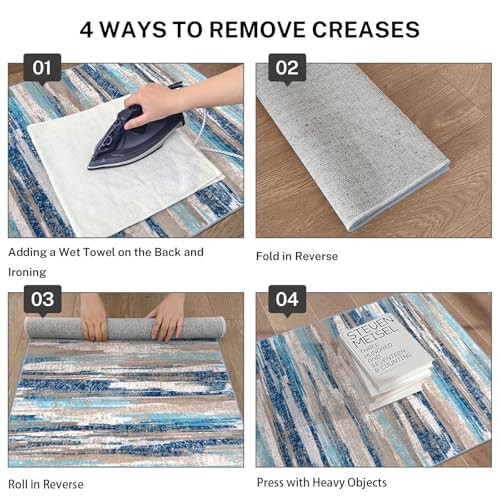 Washable Abstract 5x7 Area Rug for Living Room Non Slip Bedroom Rug