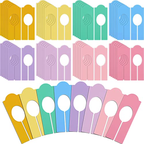 64 Pcs Hanging Closet Size Dividers Clothing Plastic Rack Dividers Rectangular Reusable Closet Labels Separators for Clothing Racks Retail Garment Organizer