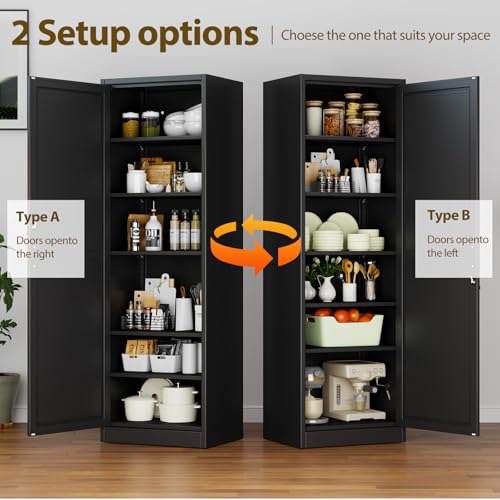 67" Black Lockable Metal Storage Cabinet