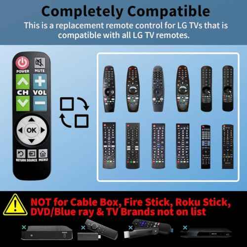Backlit Big Button TV Remote Replacement for LG TV with Cover & Hook