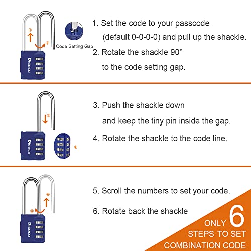 2 Pack disecu 2.6 Inch Long Shackle Combination Lock (2 Count)