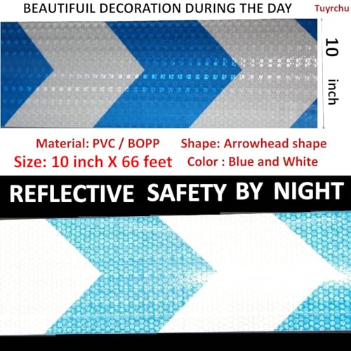 Blue White Reflective Tape Outdoor Waterproof 10 inch
