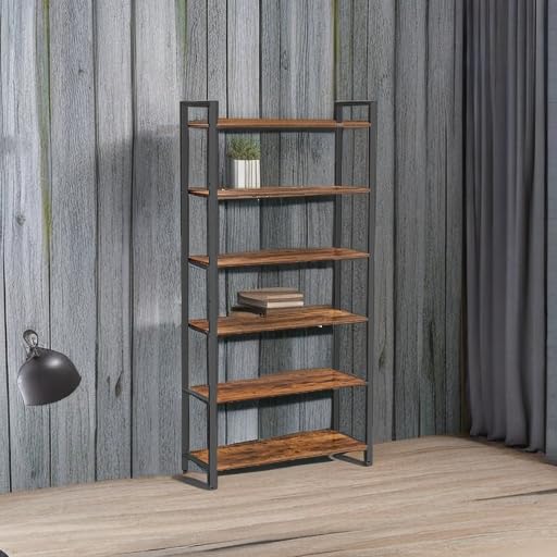 6 Tier Bookshelf with Steel Frame