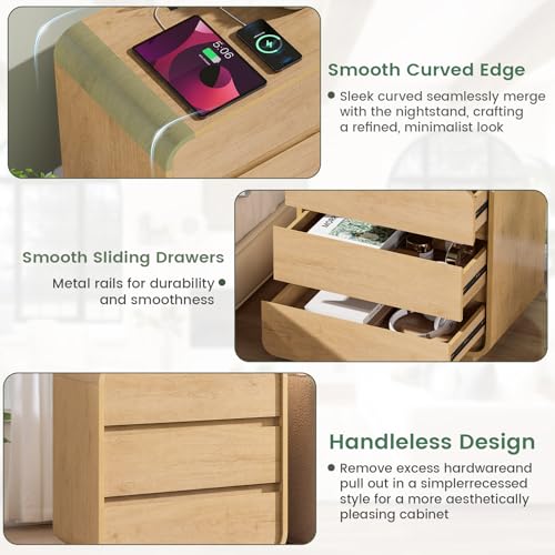Natural Curved Nightstand Set of 2 (2 Count)