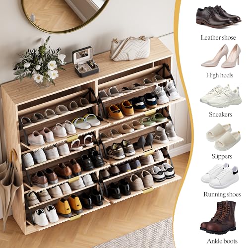 Shoe Cabinet Storage for Entryway with 6 Flip Drawers
