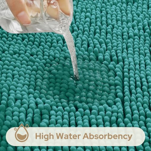 Teal Chenille Bathroom Rugs Set of 3 (3 Count)