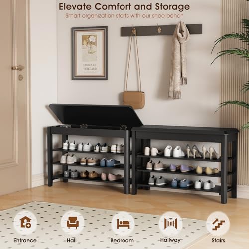 Shoe Rack Bench Seat Rubberwood 3