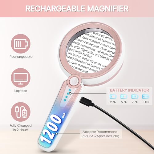 45X Magnifying Glass with Light for Reading