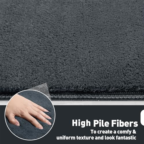 Bullnose Carpet Stair Treads Ultra Plush Dark Gray 7 Pcs (16.6 Sq Ft)