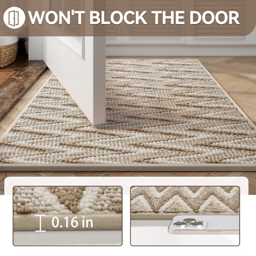 Front Door Mat Indoor Entrance Non Slip Entry Doormat Brown 17"x30" (3.55 Sq Ft) - Bel Marant