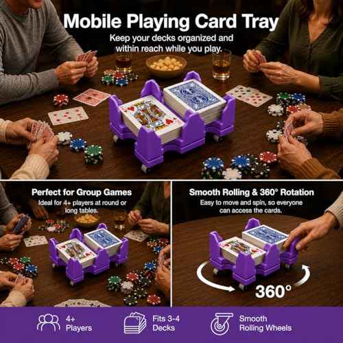 Card Holder 4 Deck Plastic Revolving Card Game Holder Playing Cards Tray