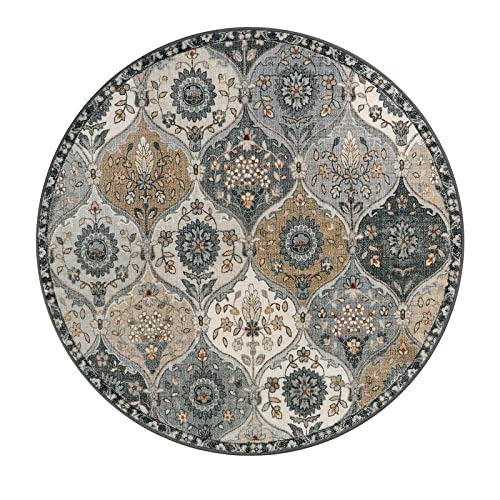 Moroccan Washable Round Area Rug
