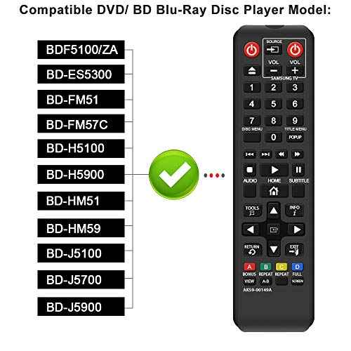 AK59 00149A Remote Replacement for Samsung DVD BD Blu