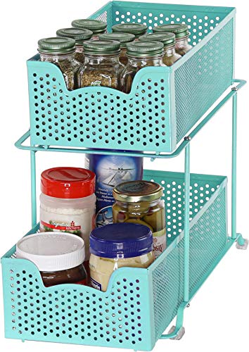 2 Tier Sliding Cabinet Basket Organizer Drawer