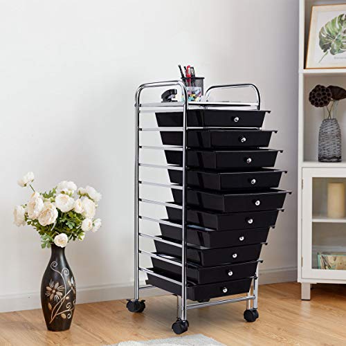 10 Drawer Rolling Storage Cart Scrapbook Paper Office School Organizer
