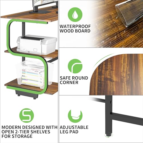 Reversible L Shaped Desk with Shelves
