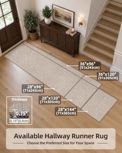 Runner Rug 36"x120"Non Slip Rubber Backing Hallway Rug