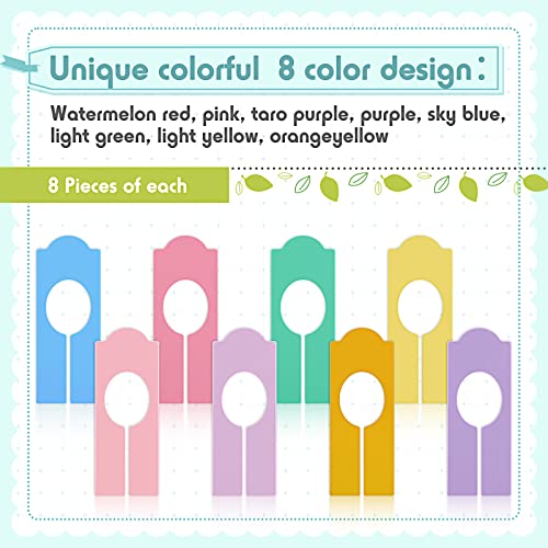 64 Pcs Hanging Closet Size Dividers Clothing Plastic Rack Dividers Rectangular Reusable Closet Labels Separators for Clothing Racks Retail Garment Organizer