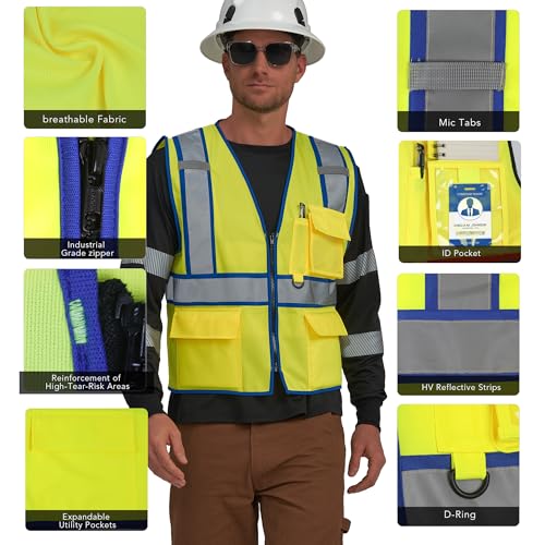 Blue High Visibility Vest Custom Logo