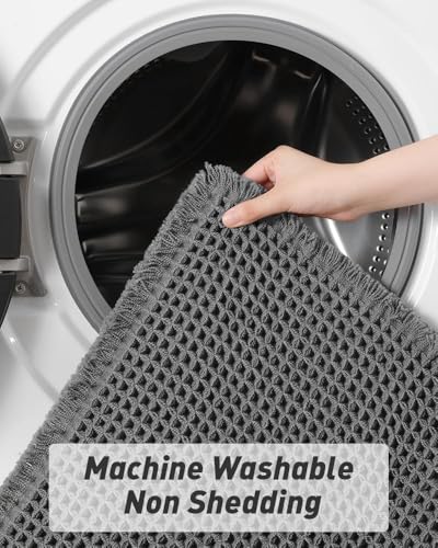 Upgraded Waffle Bath Mat Ultra Absorbent Non Slip Bathroom Mat