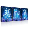 Wall Art Paintings For Bedroom Living Room Wall Decor Blue Ocean Life Theme Art Prints Wall Artworks Sea Animal Sea Horse Octopus Jellyfish Pictures Bathroom Home Decor Posters 3 Panels (3 Count)