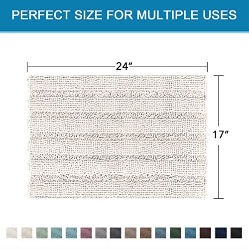 Bathroom Rugs Bath Rugs for Bathroom Non Slip Bath Mats Extra Thick Chenille Striped Rug 17" x 24" Absorbent Soft Shaggy Washable Dry Fast Bath Mats for Bath Room Floor