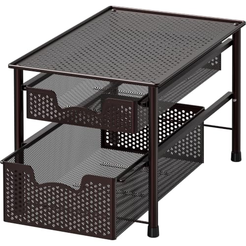 Stackable 2 Tier Sliding Basket Organizer Drawer