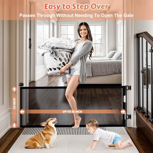 24" Tall Retractable Baby Gates to Step Over