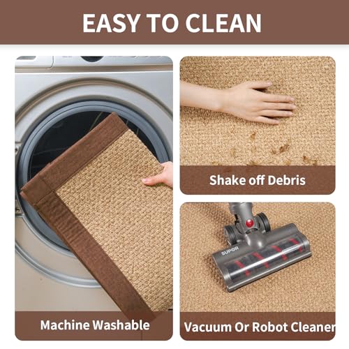 Kitchen Rugs Kitchen Mats for Floor Non Slip Washable Brown 17" x47