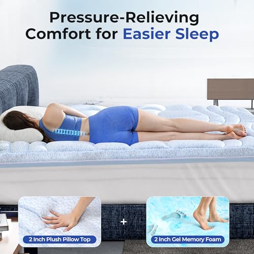 Dual Layer 4 Inch Cooling Memory Foam Mattress Topper King Size