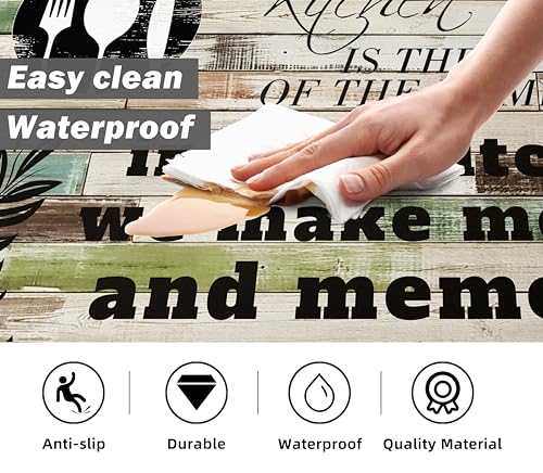 Kitchen Mats for Floor Anti Fatigue Mats for Kitchen Floor Kitchen Rugs Farmhouse Style Memory Foam Kitchen Mat Cushioned PVC Leather Kitchen Rug Set