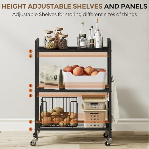 3 Tier Metal Storage Rack with Industrial Wheels
