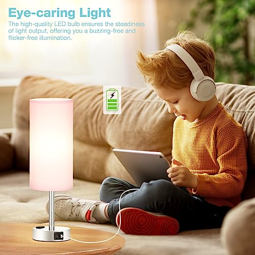 Pink Lamp for Bedroom Nightstand