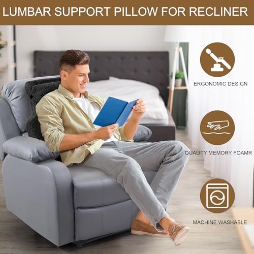 Sherpa Fleece Lumbar Support Pillow with Headrest for Recliner