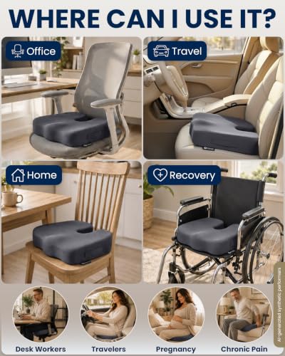 Seat Cushion Memory Foam Chair Cushion for Tailbone Pain Relief